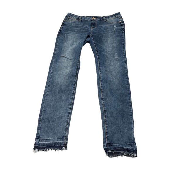 American Blue Jeans Girls 13 Denim Cotton Stretch Mid-Rise Hipster Frayed Hem - Picture 1 of 9